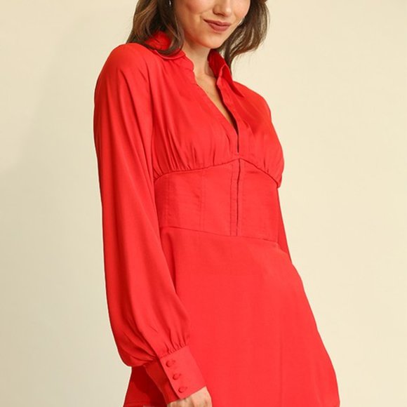 33. Scarlet Red Corset Top - Picture 2 of 4